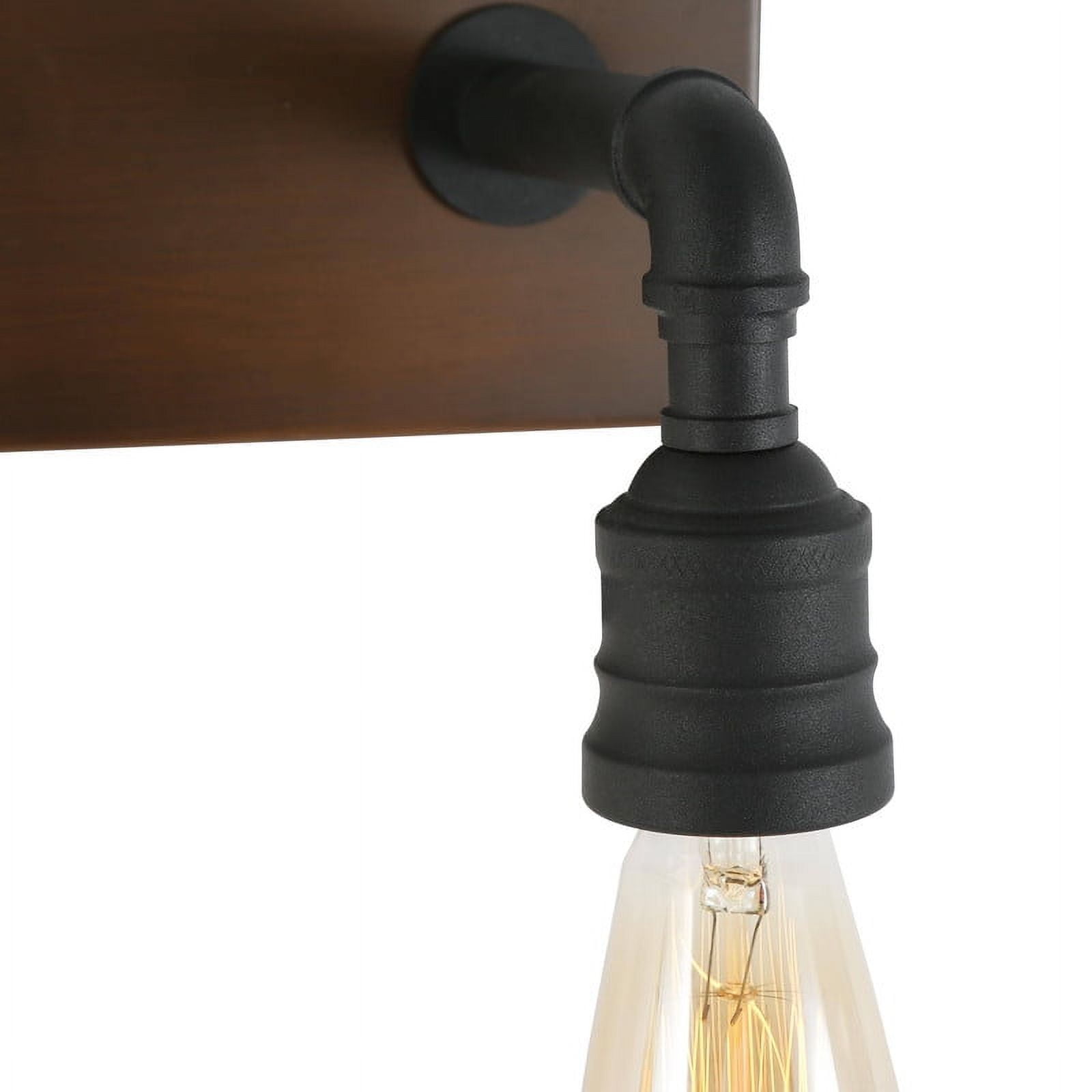 LNC 22-in 3-Light Brown Wood and Matte Black LED Farmhouse Vanity Light for Bathroom