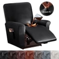 thumbnail image 1 of Housse de Fauteuil Inclinable en Cuir PU 2024, 4 Pcs, Imperméable, Extensible, Housse de Fauteuil Inclinable/canapé, Protège-Meubles avec Poches, 1 Place/noir, 1 of 11