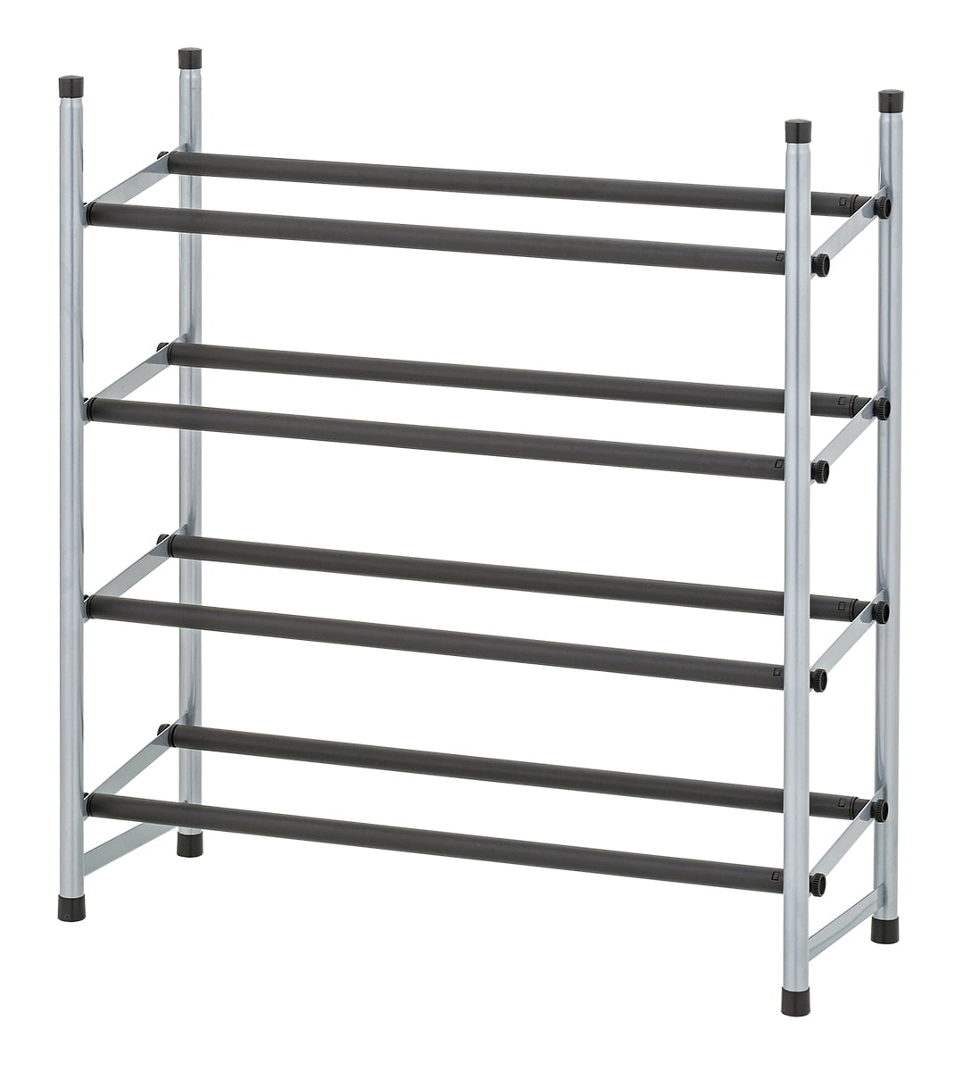 (6 pack) Mainstays 4-Tier Expandable Stackable Closet Storage Shoe Rack Organizer Shelf, Up to 20 Pairs, Metal, Black, Silver
