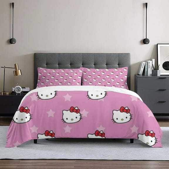 hello kitty Queen Comforter Set, 3pcs Bedding Sets Queen, All Season Lightweight Blanket Quilt 60x80 Inch