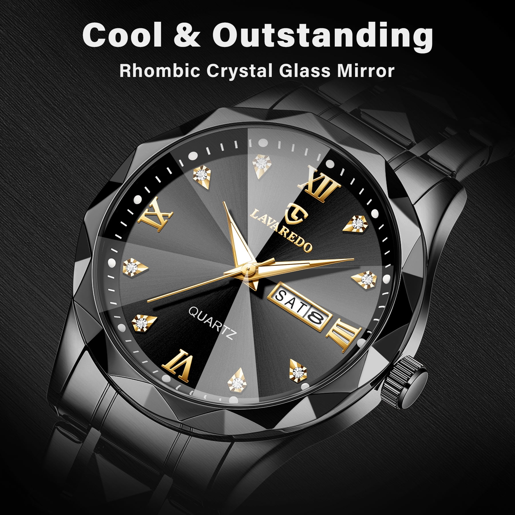 Watches for Men Analog Quartz Stainless Steel Watch with Calendar Window Luminous Indexes Waterproof Luxury Wrist Watch
