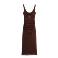 thumbnail image 2 of HH TRAF Vestido de verano de tul con pliegues y sin mangas para mujer, estilo playero, sexy, liso, con espalda descubierta, 2 of 4