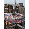 thumbnail image 2 of Outdoor Tablecloth with Umbrella Hole for Patio/Picnic/Party/Camping, Independence Day Waterproof Table Cloth Round Cover Washable, Funny Dogs Red Blue Balloons Gray Wood (Dia 60"), 2 of 8