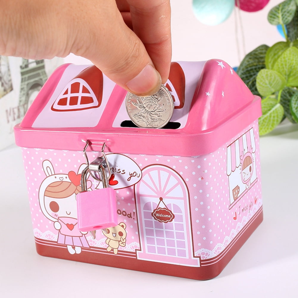 DreamsEden Kids Vintage Telephone Piggy Bank Toy Cute Saving Pot Property Money Box Home Decoration Pink