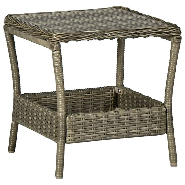 Mesa de patio VidaXL cuadrada con estructura de poliratán marrón
