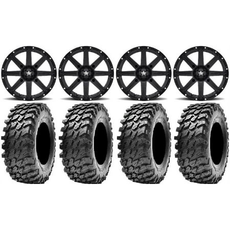 MSA Black Clutch 14 UTV Wheels 32 Rampage Tires Kawasaki Mule Pro FXT