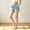 Blue, variant on Naittoop Women's Maternity Ripped Hem Skinny Shorts Elastic Waist Jeans Pregnant Denim Shorts