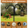 thumbnail image 2 of Meetop 76 Inch Double Shepherds Hook for Outdoor with 5 Prong Base, Adjustable Heavy Duty Bird Feeder Pole for Hanging Flower Basket, Plant Hanger, Solar Light Lanterns, Black, 2 of 6