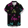 thumbnail image 4 of TaTaai Men's Valentine's Day Print Shirt, Short Sleeve Button Down Casual Blouse, Romantic Gift Top Gift, 4 of 5