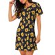 thumbnail image 2 of Easygdp Royal Blue Plaid Sunflower Camisón de manga corta para mujer, informal, estampado, 2 of 6