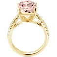 thumbnail image 3 of Gem Stone King 3.46 Ct Peach Simulated Morganite White Created Sapphire 18K Yellow Gold Plated Silver Ring, 3 of 6