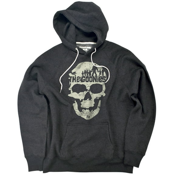 The Goonies Skull Map Unisex Adult Slim Fit Pull-Over Heather Hoodie, Charcoal, Small