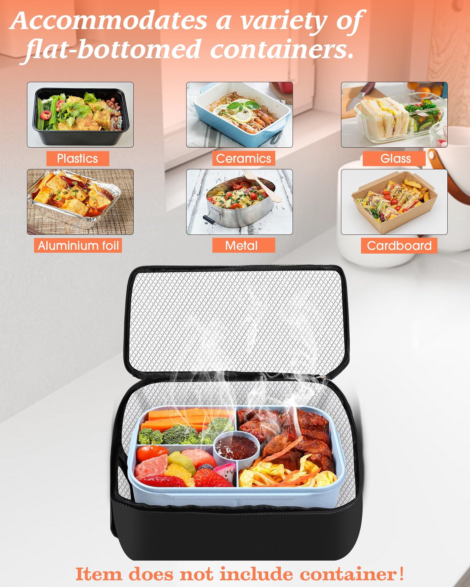 110V Portable Oven Food Warmer Electric Lunch Box Mini Heated Box for Office Home