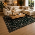 thumbnail image 3 of Gelasgo Vintage Black Floral Velvet Area Rug, Ornamental Botanical Decorative Carpet, Elegant Indoor Floor Mat for Bedroom Living Room Dining Room Office Home Decor, 3 of 5