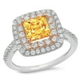 thumbnail image 2 of 2.07 ct Princess Cut Natural Citrine Halo Engagement Ring for Women in 18K White/Rose Gold, 2 of 2