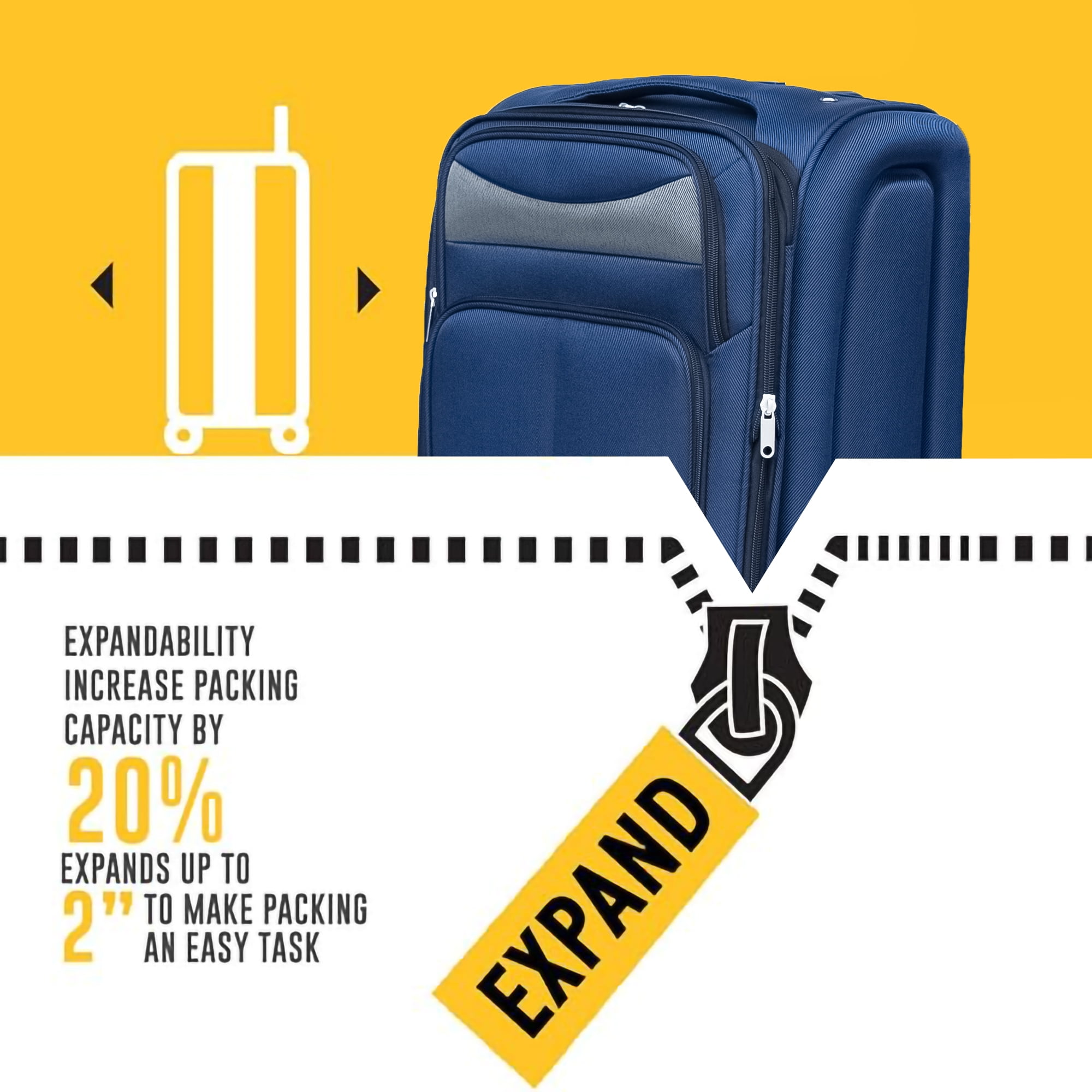 (20+24) Travel Case Two-Piece Suitcase Set Oxford Trolley Case Without Password Lock Universal Wheel + Oxford Cloth Backpack