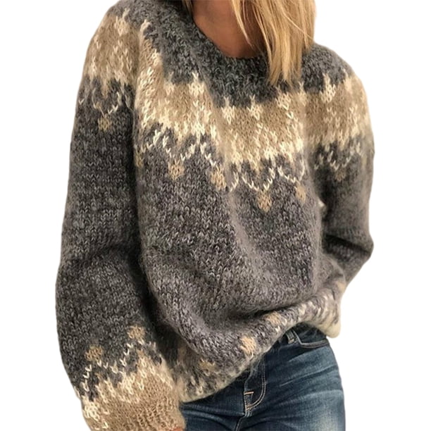 Sexy Dance Suéteres de punto para mujer, jersey de manga larga, Tops, suéter de cuello redondo, jersey holgado para mujer, prendas de punto cálidas para invierno