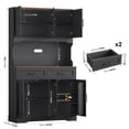 thumbnail image 2 of Homfa 74"H Pantry Cabinet with Hutch, Tall Kitchen Storage Cabinet with Microwave Stand and Drawers for Living Room, Dining Room, Black, 2 of 7