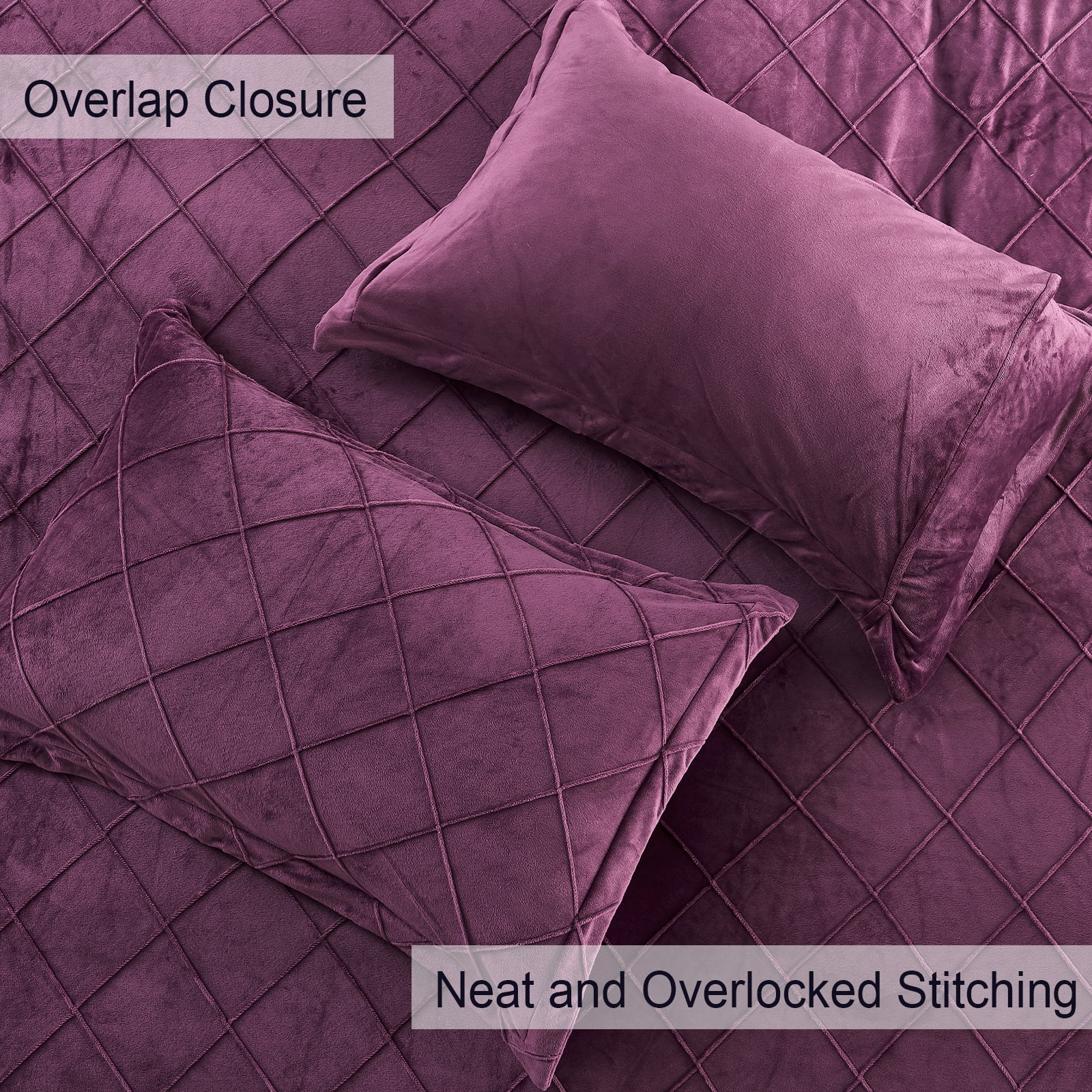 PHF Super Soft Velvet Duvet Cover Set Queen Size, 3 Pieces Warm Fluffy Comforter Cover Set, Cozy Flannel Comforter Cover with Pillow Shams, 90"x90", Wine Red (No Insert)
