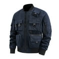 thumbnail image 2 of Maoxin Jackets for Men Solid Color Baseball Suit Functional Multi Pocket Coat Three Coat Work Jacket Blue 2XL, 2 of 5