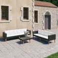 thumbnail image 1 of vidaXL 3 Piece Garden Lounge Set with Cushions Poly Rattan Black, 1 of 5