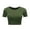 OLIVE, variant on FashionMille Women's Basic Solid Crew Neck Stretch Ribbed Knit Short Sleeve Crop T Shirt Top