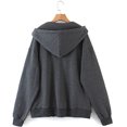 thumbnail image 3 of Women's Zip Up Long Sleeve Oversized Drawstring Hoodie Hooded Sweatshirt,Dark Grey,L, 3 of 6
