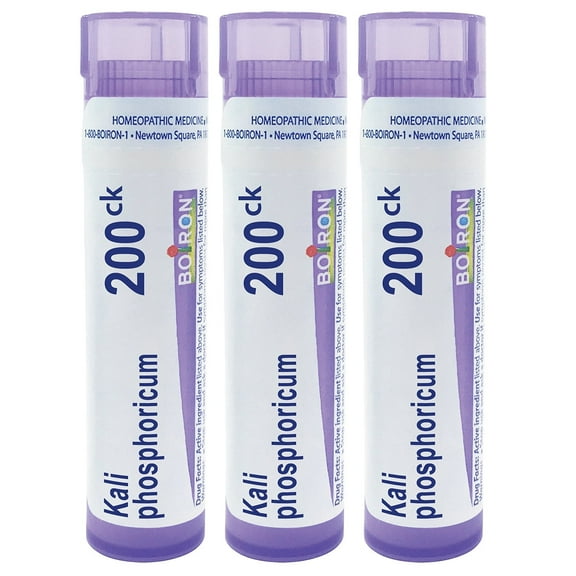 Boiron Kali Phosphoricum 200CK, Homeopathic Medicine for Tension Headaches Associated With Intellectual Fatigue, 3 Count (3 x 80 Pellets)
