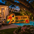 thumbnail image 2 of Illuminated Tropical Parrot Hanging Wall Sign, Lighted Tiki Bar Plaque with Hibiscus Cocktail Details for Backyard Patio Outdoor Wall Decor, 2 of 8
