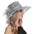 thumbnail image 5 of Mifelio Ken/tucky Derby Hats for Women, Women's Vintage Mesh Hat Floral Shade Holiday Brim Top Hat Fascinators Hats for Women Grey, 5 of 8