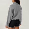 thumbnail image 4 of NMMUED Womens Half Zip Pullover Crop Sweatshirt Mock Neck Sweatshirts for Women Oversized Mock Neck Sweatshirt Mock Turtleneck Sweatshirt Women Oversized Sweatshirt for Women Light Gray S, 4 of 5