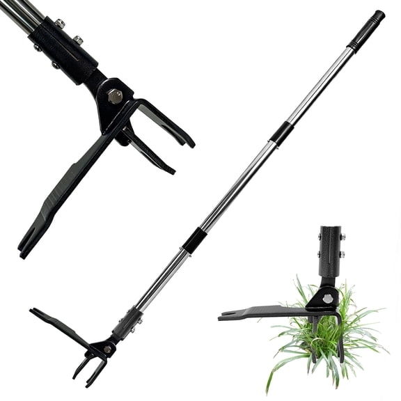 Stand Up Weed Puller Tool - 44" Long Handle with 4 Steel Claws, No Bend No Kneel Weeding, Heavy Duty Root Remover for Lawn & Garden, Chemical Free, Easy Storage