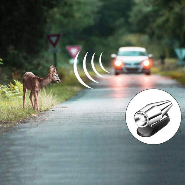 Sonic Deer Animal Whistles Dispositif d'avertissement d'alerte de la faune  Accessoire de sécurité de voiture pour voiture camion moto Argent 