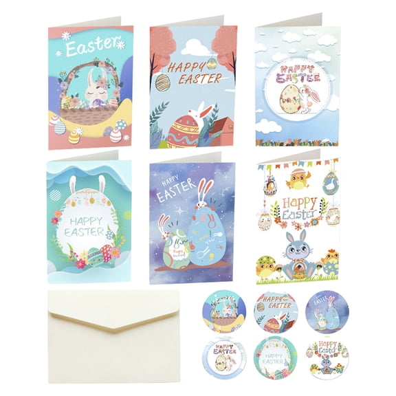 HJQEQVD Gift Card 2023 Happy Easter Day Holiday Greeting Cards 2.75 X 4.13Inches Bunny Egg Party Easter Gift Card Envelope Sticker