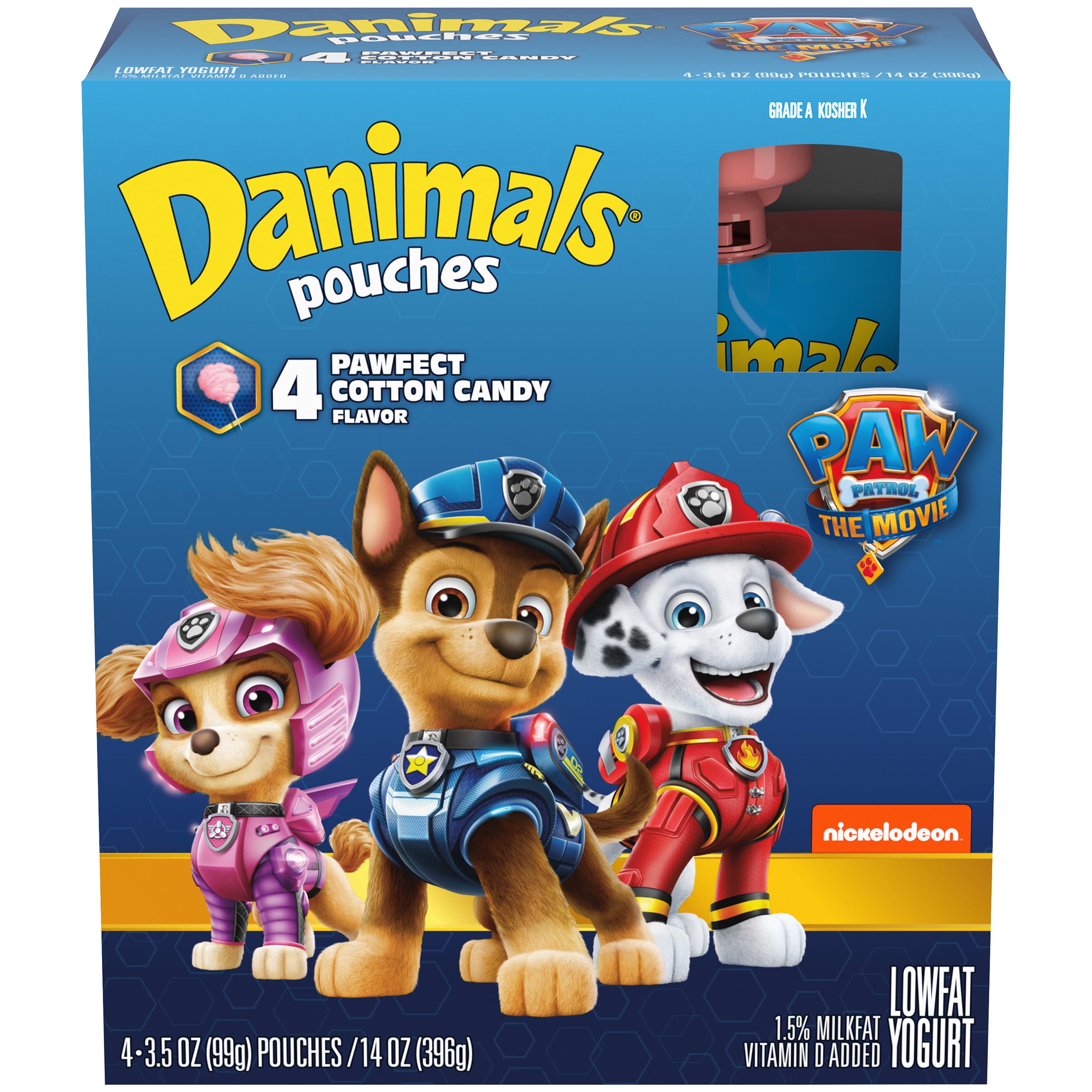 Danimals Cotton Candy Squeezable Yogurt, 3.5 Oz. Pouches, 4 Count