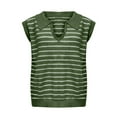 thumbnail image 3 of Plebaso Women's Sweater Vests V Neck Collared Striped Crochet Knit Vest Pullover Tank Top for Women, 3 of 6