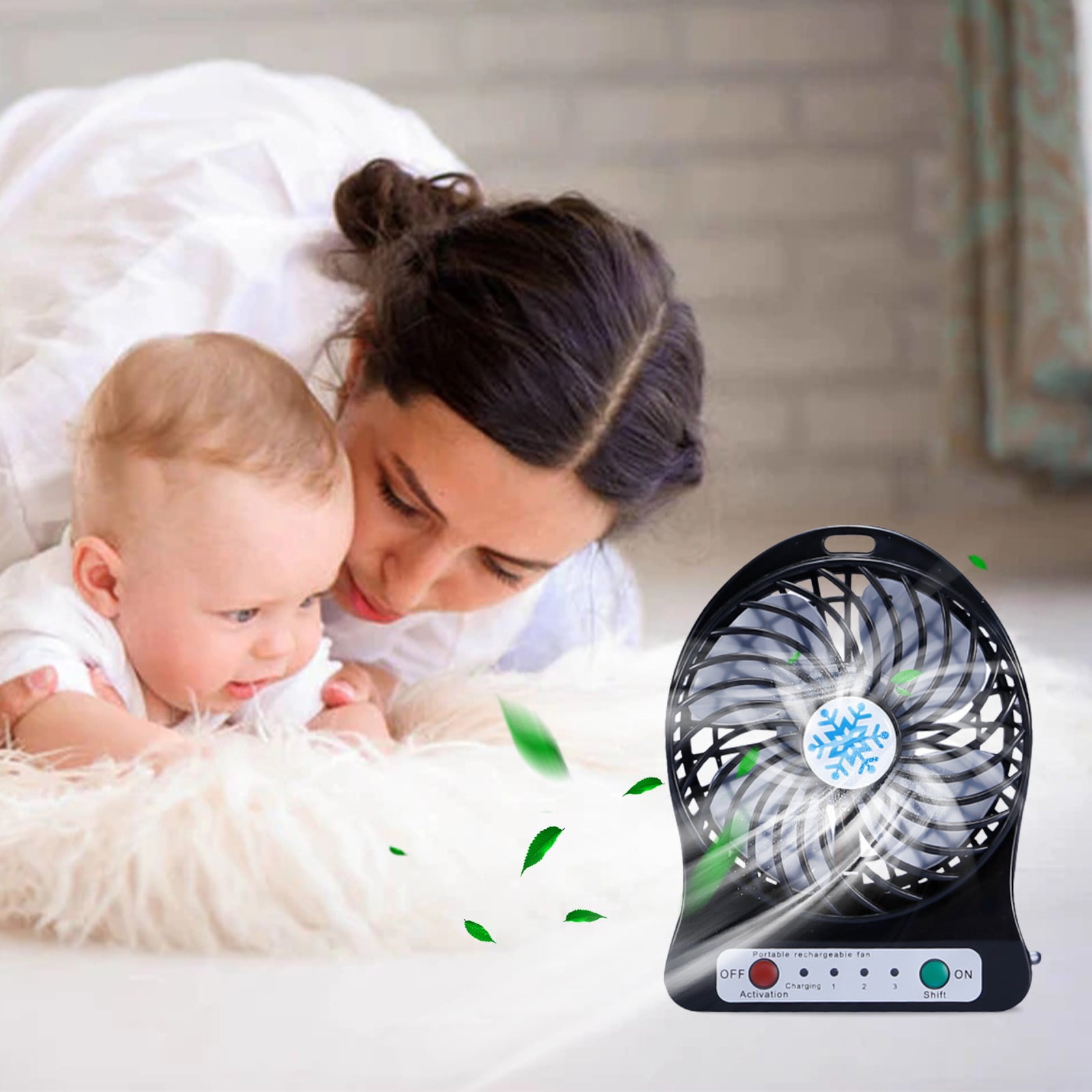 Hiroekza Fan Clearance!Portable Rechargeable LED Light Fan Cooler Mini Desk USB 18650 Battery Fan For Office, Bedroom, Table, Outdoor