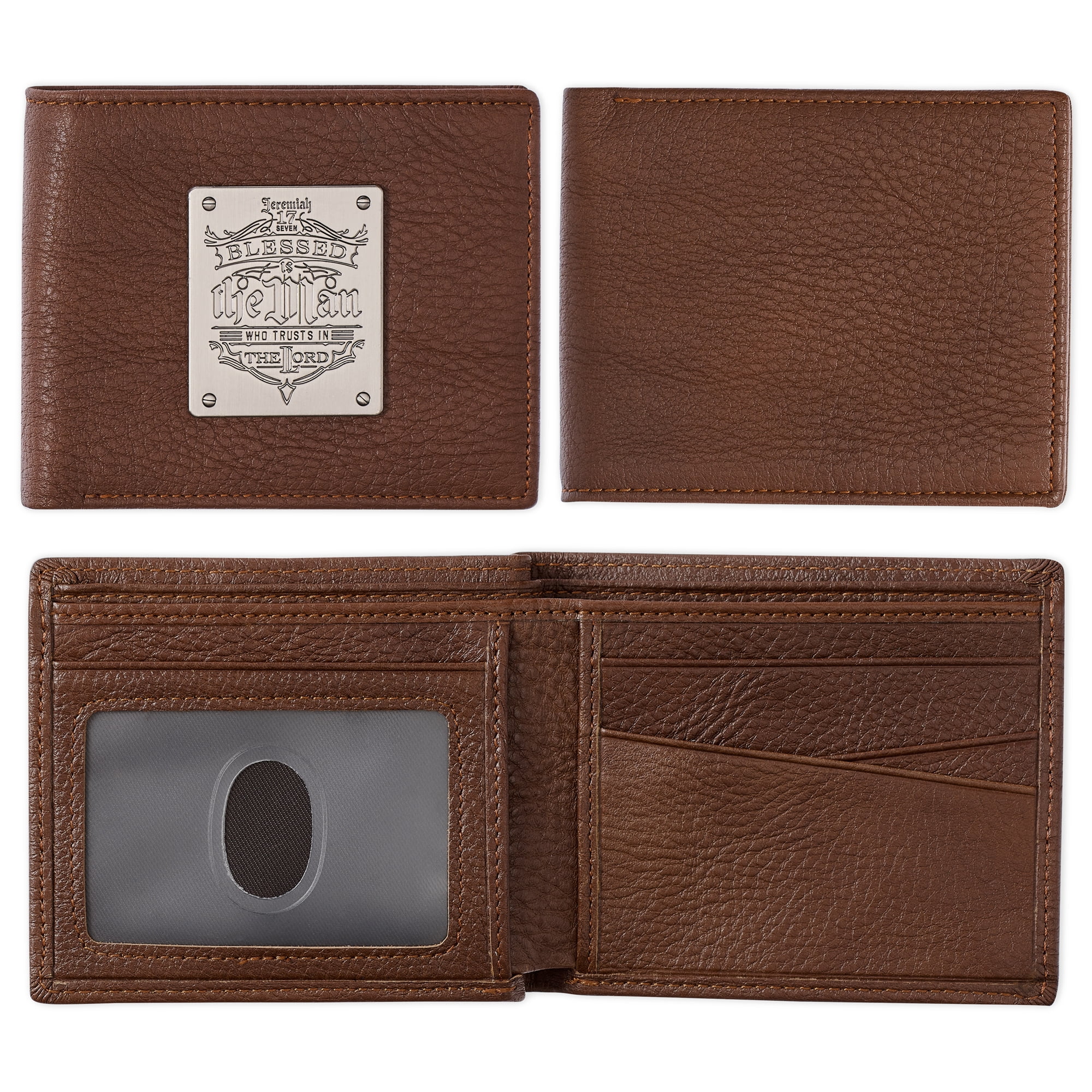 I Know the Plans Christian Genuine Leather Wallet with Brass Metal Inlay -  Jeremiah 29:11 - Walmart.com