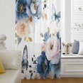 thumbnail image 6 of Vintage Blue Floral Sheer Curtains 72 Inches Long, Farmhouse Flower Butterflies Light Filering Curtains, Breathable Simi Curtain Privacy Drapes for Living Room Bedroom Lightweight Window Treatment, 6 of 9
