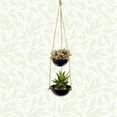 thumbnail image 3 of Decorative Indoor Outdoor Hanging Planter with 2 Pots and Jute Rope and Metal Hanger for Hallway Balcony Patio Deck Home Decor in Black Color for Live & Feaux Plants - Set of 4, 3 of 7