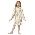 thumbnail image 6 of FORMRS Niños Bathrobe Unisex Hooded Robe Soft Plush Pajamas Sleepwear, Size 2-3T, Beige Watercolor Seashells, 6 of 7