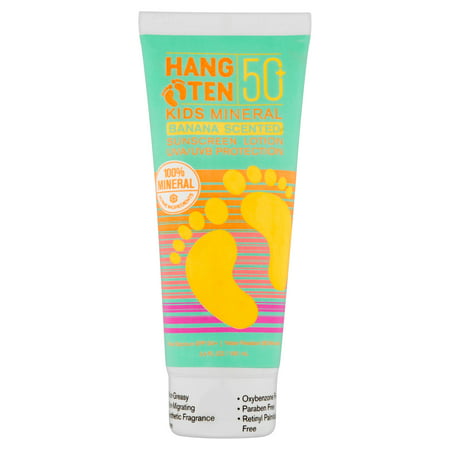 Hang Ten Kids Mineral Banana Scented UVA/UVB Protection Natural Sunscreen, SPF 50+, 3.4 fl oz