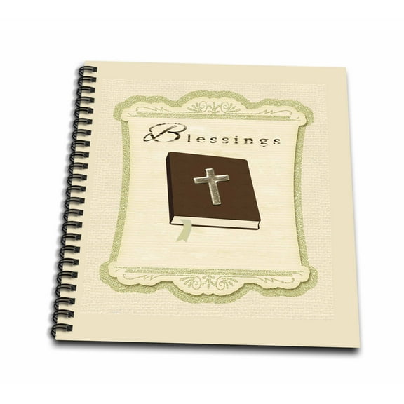 3dRose, Cross on Bible, Blessings, Drawing Book 8 x 8 inch