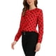 thumbnail image 4 of Blusa de manga larga con cuello rizado INSPIRE CHIC para mujeres, Día de San Valentín, XL, rojo con puntos negros, 4 of 6