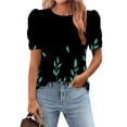 thumbnail image 2 of Tops de Manga Corta de las Mujeres Impreso Cuello Redondo, Suelto Casual Top para el Hogar Y el Uso Diario, 2 of 7
