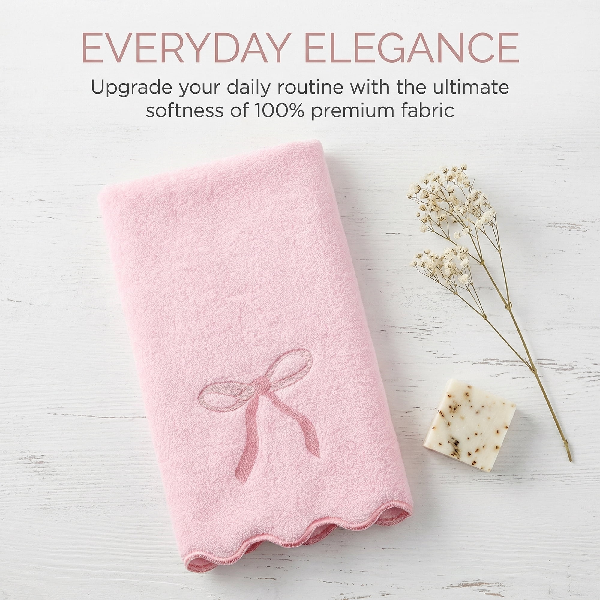 Unique Bargains Solid Cotton Elegant Border Hand Towels 28" x 13" Pink 2pk