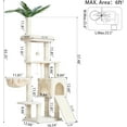 thumbnail image 3 of Cat Tree,Cat Tower for Indoor Cats, 65.4 inches Cat Condo with Perches, Basket, Feeding Bowl Station, Multi-Level Plush Furniture with Scratching Posts, Beige, 3 of 18