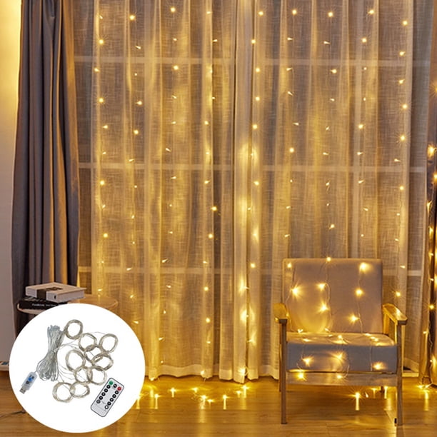 3x3M 300LEDS Cortinas Decorativas Luz Led Control Remoto para usar en fiestas, decoración de habitaciones Boda navideña al aire libre Gao Jiahui unisex