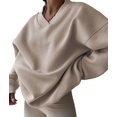 thumbnail image 2 of Women'S V Neck Oversized Sweatshirts Casual Drop Shoulder Long Sleeve Pullover Tops Color M, 2 of 9