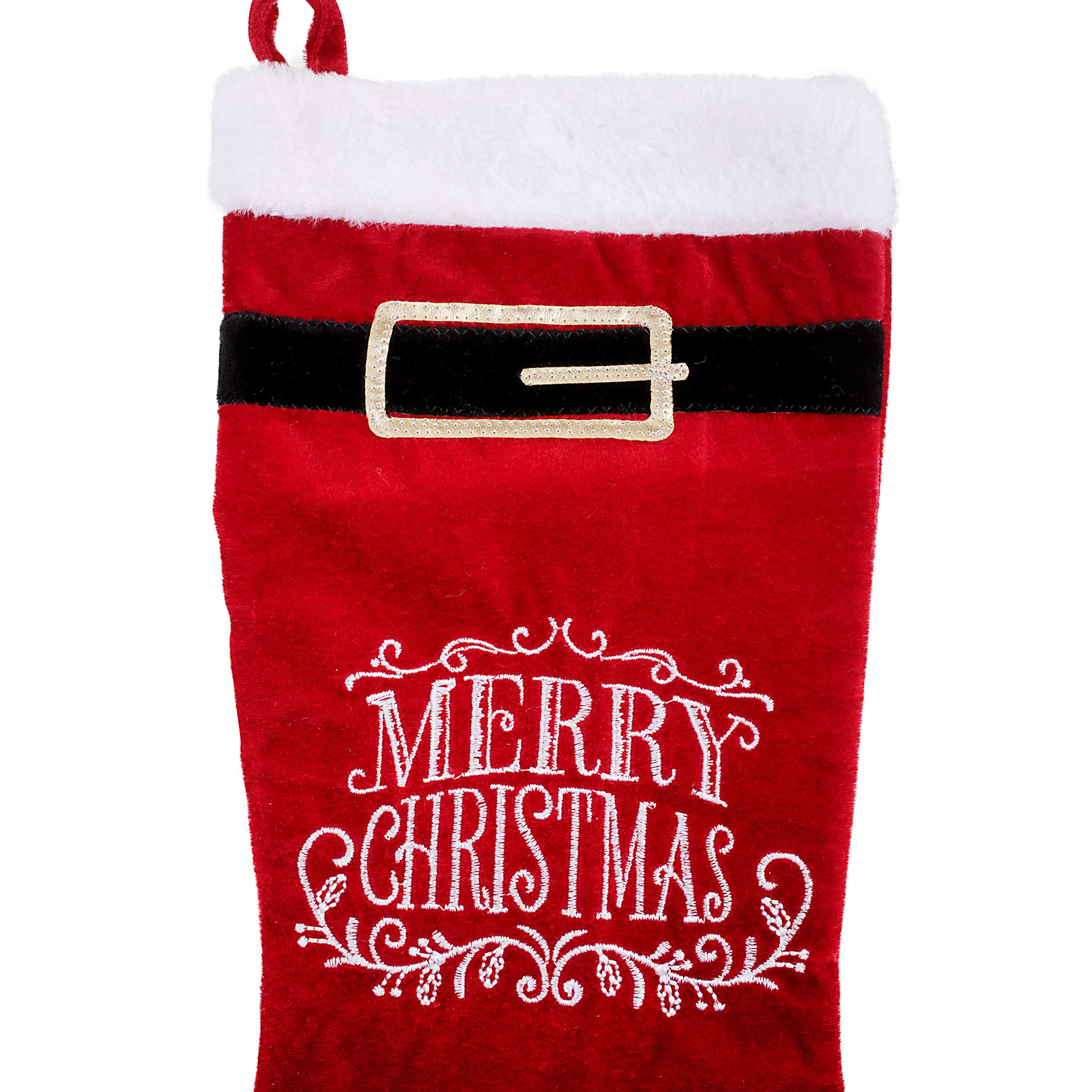 Holiday Time 20 Inch Red Velvet Christmas Stocking
